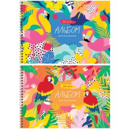 Альбом для рисования 24л., А4, на гребне ArtSpace «Цветы. Bright tropics», эконом А24спЭ_44430 (Росс