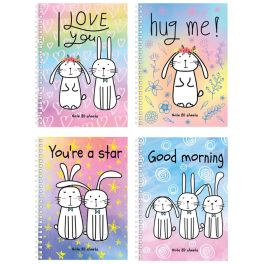 Записная книжка А6 80л., на гребне BG «Жизнь зайцев», матовая ламинация, твердая обложка, выб.лак, а