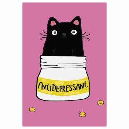 84235 Блокнот «Кот-Антидепрессант», формат А6, 11х15 см, 56 листов в клетку на скрепке, обложка с ге