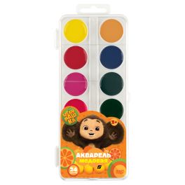 Акварель Мульти-Пульти «Чебурашка», медовая, 24 цветов, без кисти, пластик, европодвес АПЧБ_53004 (Р