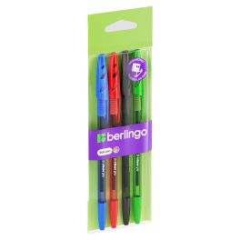 Набор шариковых ручек Berlingo «Tribase grip» 4 шт., 4 цв., 1,0мм, грип, европодвес CBp_10204 (Росси