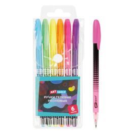 Набор гелевых ручек ArtSpace «Abstraction» 6шт.,06цв., 1,0мм, неоновые, ПВХ чехол GP6_96910