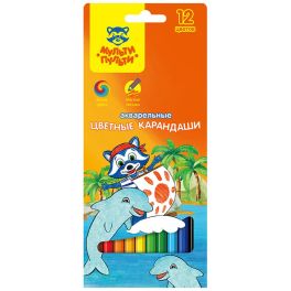 Карандаши акварельные Мульти-Пульти «Енот в Карибском море», 12цв., заточен., картон, европодвес CP_