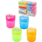 Точилка для карандашей 2 отв (ТК-0328) с контейнером, пластмассовая, ассорти, крат12