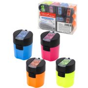 Точилка для карандашей 2 отв (ТК-0334) с контейнером, пластмассовая, ассорти, крат12