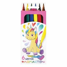 Фломастеры ПИФАГОР «ЕДИНОРОГ», 6 цветов, вентилируемый колпачок, 152447
