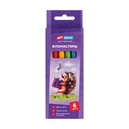 Фломастеры ArtSpace «Рисунки. Lovely animals», 06цв., смываемые, картон, европодвес