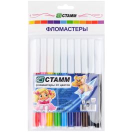 Фломастеры 10 цветов Стамм «Веселые игрушки», смываемые, линия письма 400 м, в пакете, европодвес 18