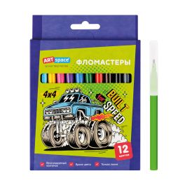 Фломастеры ArtSpace «Машинки», 12цв., картон, смываемые, европодвес WP_92256 (Россия) RL