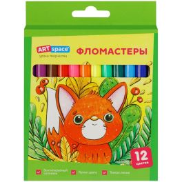 Фломастеры ArtSpace «Милые зверушки», 12цв., смываемые, картон, европодвес WP12_26902 (Россия ) R