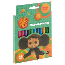 Фломастеры Мульти-Пульти «Чебурашка», 12цв., смываемые, картон, европодвес