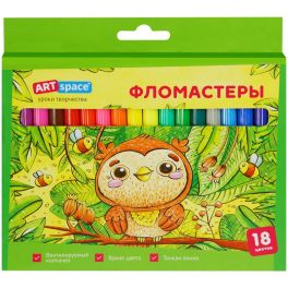 Фломастеры ArtSpace «Милые зверушки», 18цв., смываемые, картон, европодвес WP18_26926 (Россия ) R