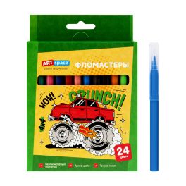 Фломастеры ArtSpace «Машинки», 24цв., картон, смываемые, европодвес WP_92270 (Россия) R