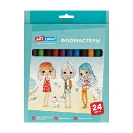 Фломастеры ArtSpace «Модницы», 24цв., смываемые, картон, европодвес WP_71672 (Россия ) R