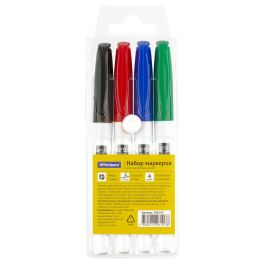 Набор маркеров для белых досок OfficeSpace 04цв., пулевидный, 3мм, чехол с европодвесом 288142 28814