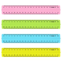 Линейка 20см СТАММ, пластиковая, с держателем, прозрачная, неоновые цвета, ассорти ЛН17 083864