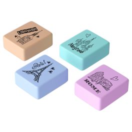 Ластик Berlingo «Capitals», прямоугольный, термопластичная резина, цвета ассорти, 23*19*9мм