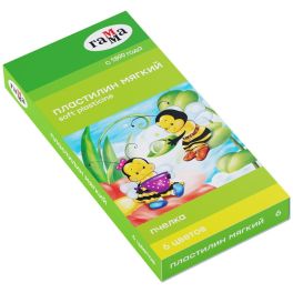 Пластилин восковой мягкий Гамма «Пчелка», 06 цветов, 90г, со стеком, картон. упаковка 280029Н