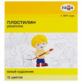 Пластилин Гамма «Юный художник» NEW, 12 цветов, 168г, со стеком, картон. упаковка 298646 280045