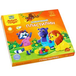 Пластилин Мульти-Пульти «Приключения Енота», 12 цветов, 240г, со стеком, картон КП_10209 (Россия) RL