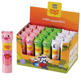 Клей-карандаш Мульти-Пульти «Зверята: Свинка, Лягушка, Белый медведь», 09г, колпачок в форме животно