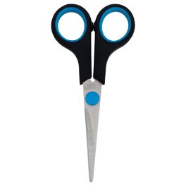 Ножницы OfficeSpace 14см, черные с синими вставками, ПВХ чехол с европодвесом 264900 264900 (Китай)