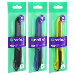 Нож канцелярский 9мм Berlingo «Razzor 100», push-lock, ассорти, европодвес 9470219 (Китай) S