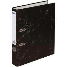 Папка-регистратор OfficeSpace, 50мм, разборная, мрамор, черная, бюджет ПР_50148