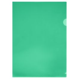 Папка-уголок СТАММ А4, 100мкм, пластик, прозрачная, зеленая ММ-30737