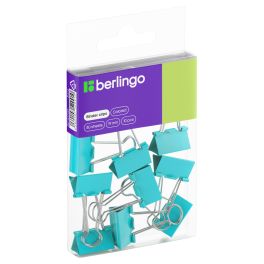 Зажимы для бумаг 19мм, Berlingo, 10шт., цветные, ПВХ упак., европодвес, голубые 301709 BC1019d (Кита