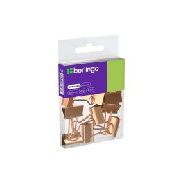 Зажимы для бумаг 19мм, Berlingo, 10шт., цветные, ПВХ упак., европодвес, розовое золото 330196 BC1019