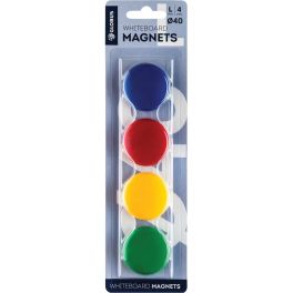 Магниты для досок 40 мм, 4 штуки, GLOBUS цветные, в блистере 2808017 (Россия) SIM