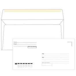 Конверт E65, Ряжская печатная фабрика, 110*220мм, с подсказом, б/окна, кл. край