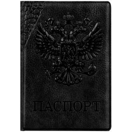 Обложка для паспорта OfficeSpace «Герб», кожзам, черный 311118