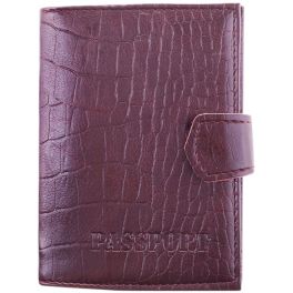 Обложка для паспорта OfficeSpace иск. кожа + изолон, с кнопкой, с подкладом, терракот, крокодил 2220