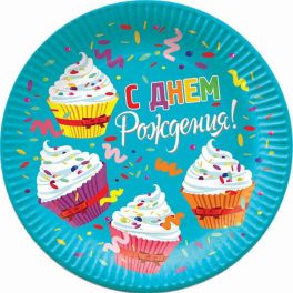 P Тарелки бумажные Капкейки 23см 6шт 6072933