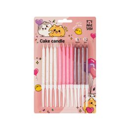 Свечи для торта с держателями MESHU «Rose», розовые, 9см, 12шт MS_57409