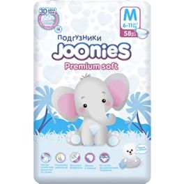 JOONIES Premium Soft Подгузники M (6-11 кг), 58 шт. 1/4