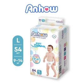 ANHOW Подгузники-трусики детские L (9-14кг ), 54 шт