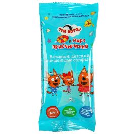 ТРИ КОТА Влажные детские очищающие салфетки 15 шт. «ЗМ» 76073-TC 360414 1/180