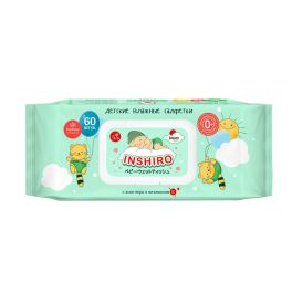 INSHIRO Салфетки влажные детские экстракт алоэ и витамина  Е  60шт/упак. РР610 1/24