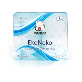 INSHIRO Салфетки в мягкой упаковке EkoNeko 2-х. сл. белые (150 шт.) 1/10/200 EN044
