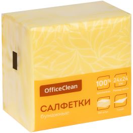OfficeClean Салфетки бумажные 1 слойн., 24*24см, желтые, 100шт. 255442