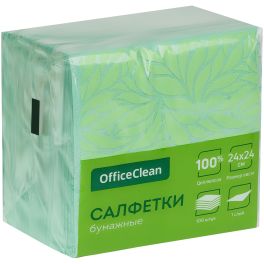 OfficeClean Салфетки бумажные 1 слойн., 24*24см, зеленые, 100шт. 255443