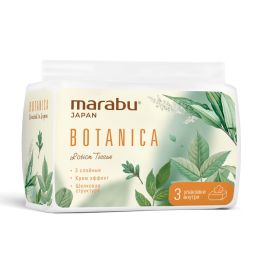 MARABU Салфетки бумажные с крем эффектом в мягкой упаковке Botanica, 3 слоя, 120шт. 1/60