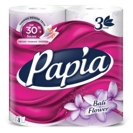 Бумага туалетная Papia 3-х сл, Балийский Цветок*4 1/14