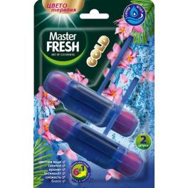 Master FRESH GOLD подвесной блок для унитаза ЦВЕТОТЕРАПИЯ Синяя вода 2шт С0007585 1/24