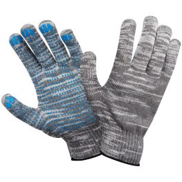 OfficeClean Перчатки х/б 10 класс люкс, с точечным ПВХ, 4 нити, серые, 50-52г, 133 текс