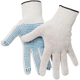 OfficeClean Перчатки х/б 7,5 класс эконом, с точечным ПВХ, 4 нитки, белый, (42-43г), 166 текс