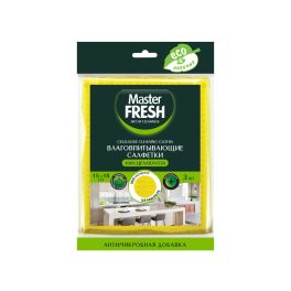Master FRESH ЭКО салфетки целлюлозные + АНТИМИКРОБНАЯ добавка, 3шт С0006664 1/50